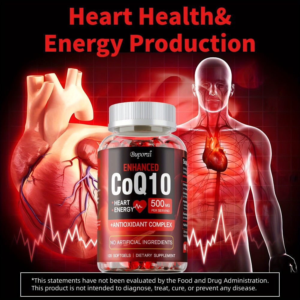 CoQ10 - with Citrus Bergamot, Cardiovascular, Brain & Heart Health Supports, Supports Energy Production, Rich in Antioxidant - 120pcs