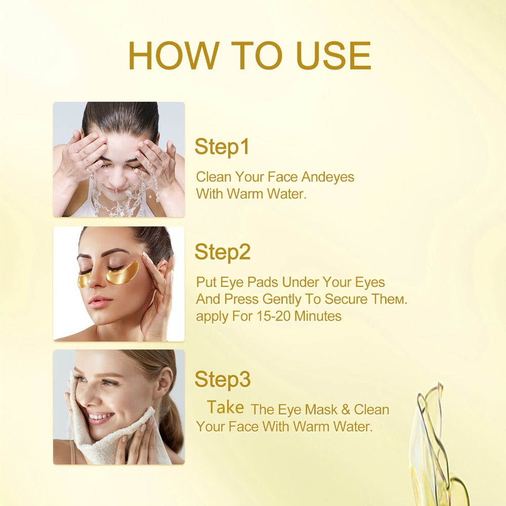2 Boxes Of 120pcs--320g Golden Eye Mask, Glycerin, Collagen And Hyaluronic Acid, Deep Moisturizing Eye Skin, Suitable For Women Christmas, Valentine'S Day And New Year Gifts