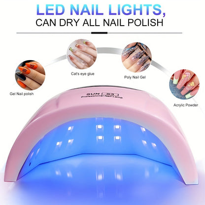 USB Nail Dryer Lamp LCD Display Gel Polish Curing Light Professional Nail Art Drying Lamp for All Gel Polish Manicure Pedicure Salon Home Tool Pink White Blue