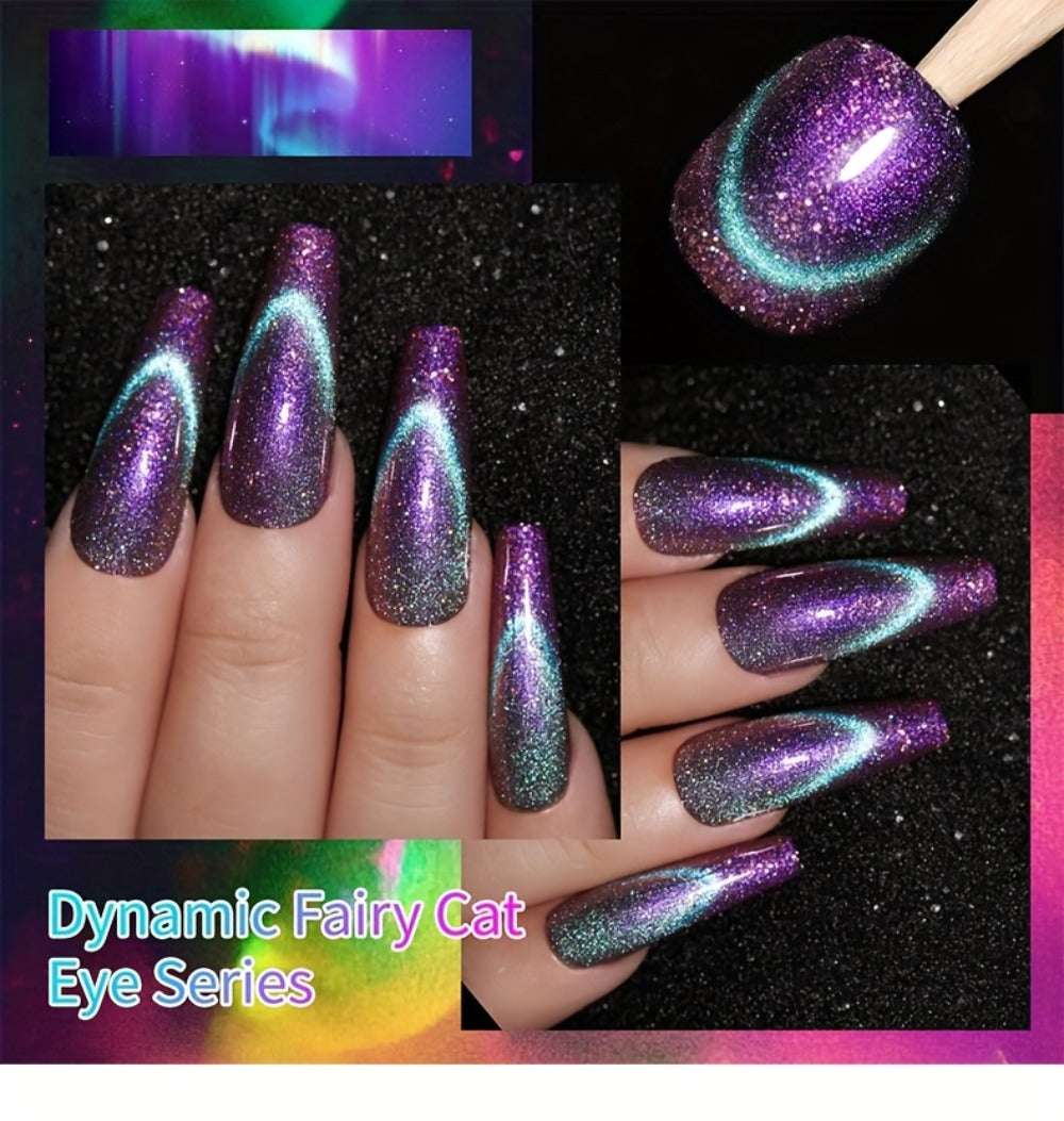 Cat Eye Nail Polish Set 6Colors 0.51oz Reflective Cat'S Eye Nail Gel Soaking LED Gel Salon Female Nail Art Tools Fashion Holographic Nail Art