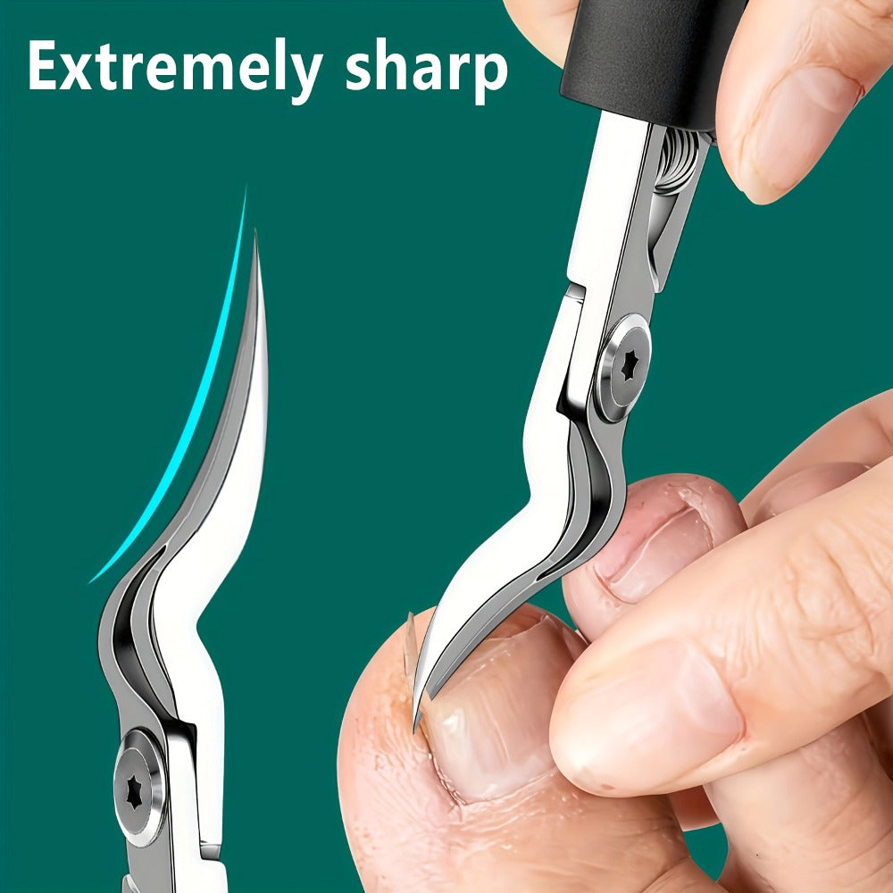9pcs Stainless Steel Nail Care Set | Suitable for Ingrown and Thick Nails - Heavy-duty Scissors Set with Nail File, Foot File, Cuticle Forceps, and Beauty Tools - Modern Design, Essential for Men, Women, Seniors, Halloween Gifts