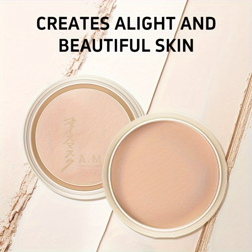Setting Powder Concealer Kit with Puff & Brush Wet Dry Formula Oil Control Water Resistant Long Lasting - Ivory White Natural Bright Shades Face Makeup
