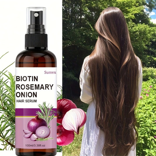 Strengthening Hair Serum Spray with Biotin, Rosemary And Onion Oil - for Damaged, Brittle Hair - Breakage And Frizz, Enhances Shine And Scalp Health - for All Hair Types, Hair Serum, Promotes Growing Hair, Detangling Spray, Leave In Hair Conditioner