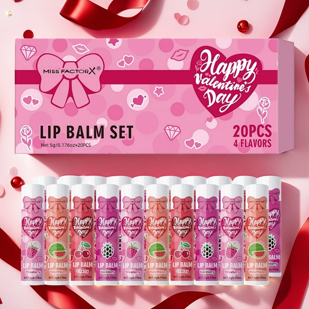 Lip Balm Set 20PCS Glossy Moisturizing Lip Gloss Kit Long Lasting Hydration Replenishing Tinted Lip Care for Dry Lips Women Gift Set