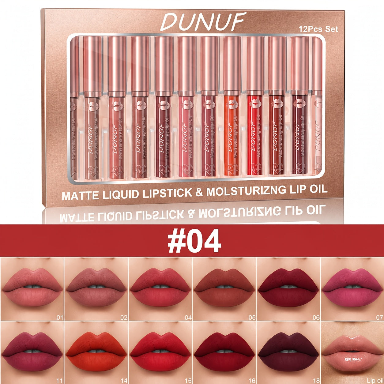 12pcs Lipstick, Lip Gloss & Lip Oil - Matte & Sparkling Glass Lips, Waterproof Non-Staining Lip Color with Moisturizing Non-Greasy Formula, Long-Lasting /Berry// Shades Suitable for Skin Types, Perfect Holiday Gift