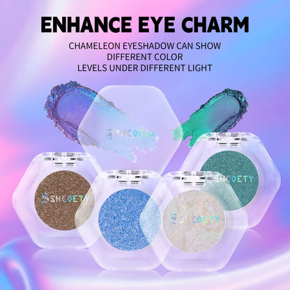 Eyeshadow Palette 12 Shades Chameleon Color-Shifting Matte Shimmer Set with Pearlescent Pigments - Blendable Long-Lasting Eye Makeup Kit for Women All Skin Tones