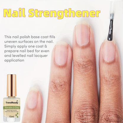 Nail Strengthener 2 Pack Clear Waterproof Alcohol-Free | Brittle Nail Hardener Treatment Glossy Base Coat & Top Coat for Weak Thin Peeling Nails | Color Enhancement for Fingernails Toenails Women