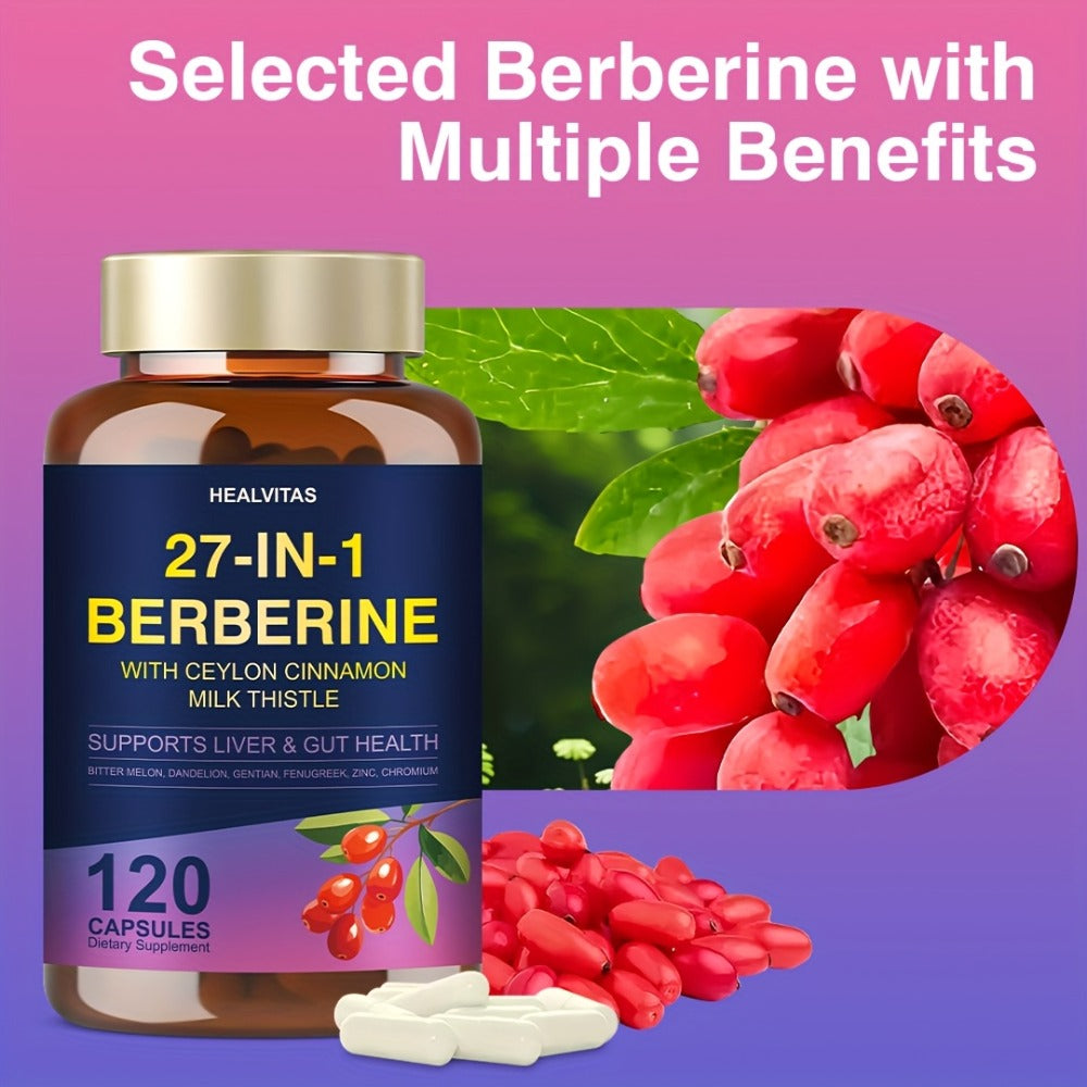 Berberine Supplemen, with Berberine Ceylon Cinnamon & Milk Thistle Green Tea Aloe Vera- Activating Natural Herbal Formula, Liver & Gut Health Support, Gluco Golden Advanced - Digestive Health Support Healthy Immune System Support.