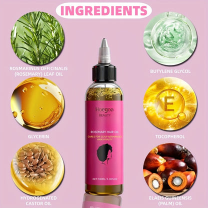 Rosemary Hair Oil 2 Pack HOEGOA Natural Rosemary Leaf & Bataana Oil Blend for Hair Moisturizing Nourishing Scalp Treatment Promotes Healthy Hair Growth Gift Set