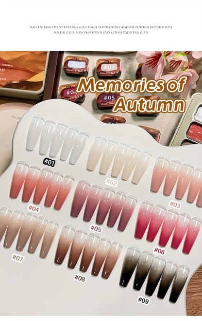Gel Nail Polish Set 9 Colors Gradient Effect - MORDDA High Saturation Glossy Long Lasting Soak Off UV LED Nail Art DIY Salon Quality Manicure Kit