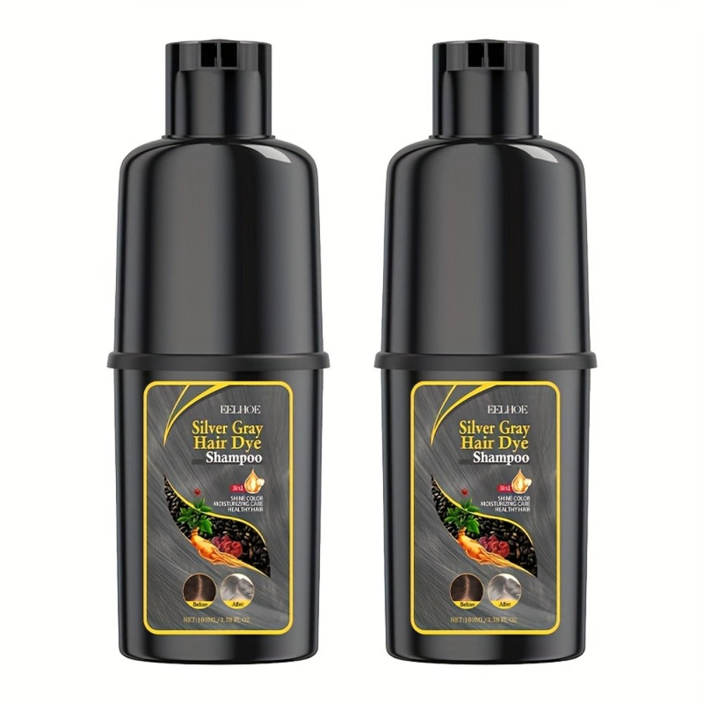2 Bottles Silvery Gray Hair Color Shampoo - Moisturizing Hair Care And Nourishing & Smooth, Easy to Color, Natural Herbal Hair Color Shampoo, 3.38oz/Bottles for Valentine's Day