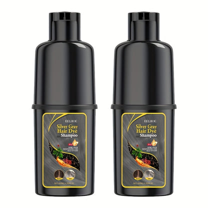 Hair Color Shampoo for Gray Hair - Natural Herbal Formula, Moisturizing & Nourishing Silver Coverage, Easy No-Mix Application, Long-Lasting Results, 2 Pack 3.38oz Each