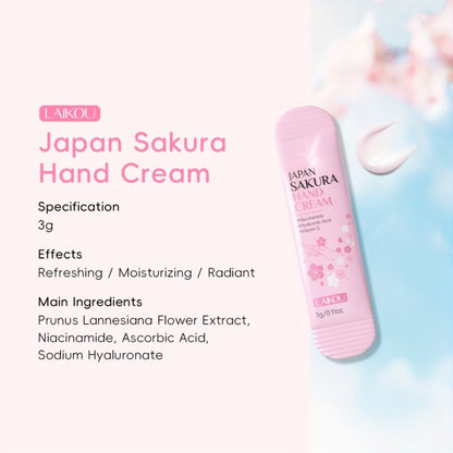 Cherry Blossom Hand Cream 20pcs — LAIKOU Japanese Sakura Moisturizing Hand Cream with Glycerin & Vitamin C, Lightweight Portable Travel Size | Mother's Day Gift Set