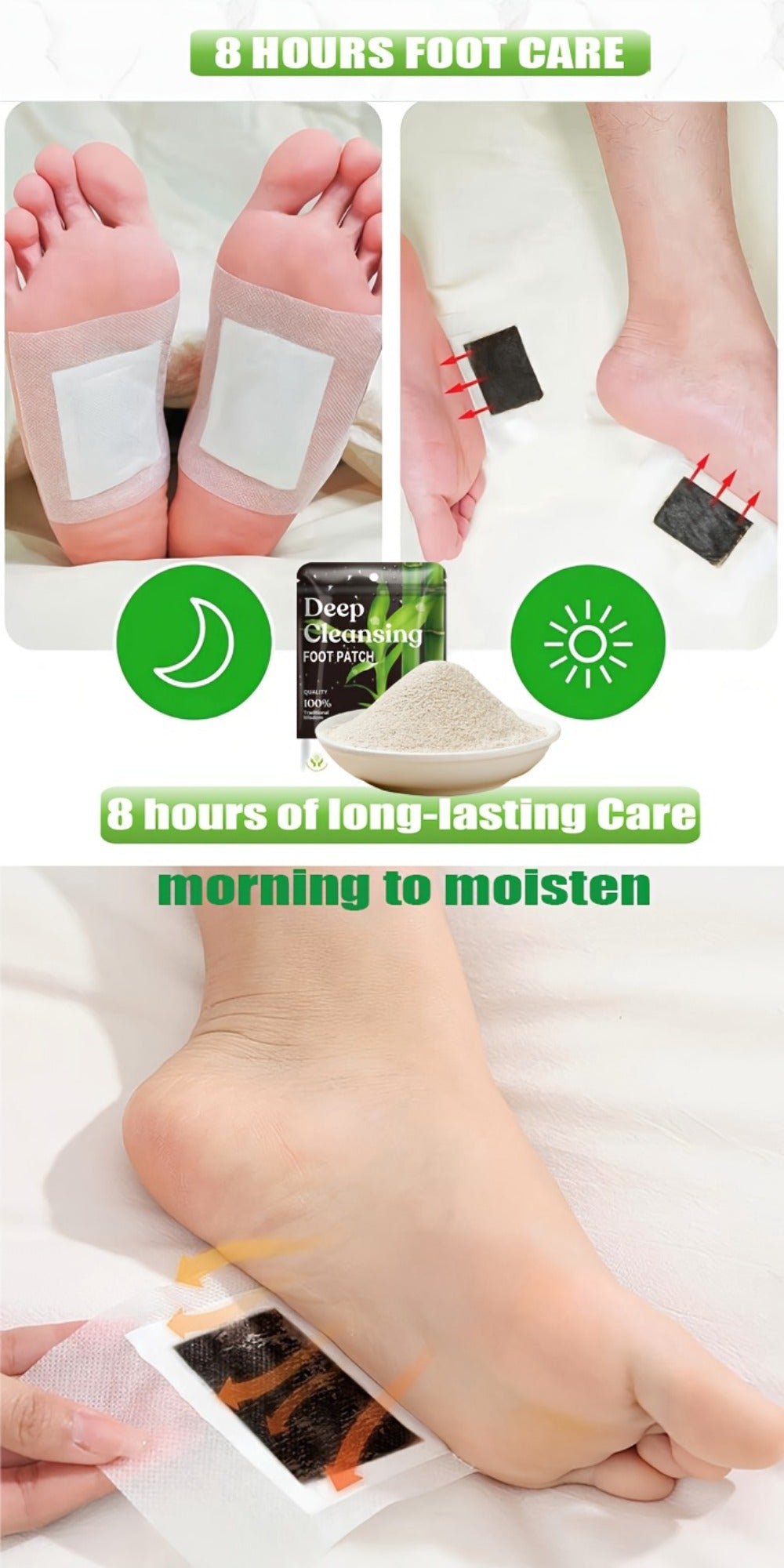 Foot Patches Detox Bamboo Vinegar Ginger Lavender Natural Plant Ingredients Deep Cleansing Moisturizing Foot Pads Massage Relaxing Foot Care Home Portable Health