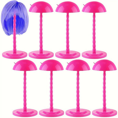 Wig Stand Set 8 Pcs Portable Wig Head Stand for Styling Storage 13.8 Inch Non-Slip Stable Travel Wig Holder Hat Display DIY Practice Stand White Rose Black