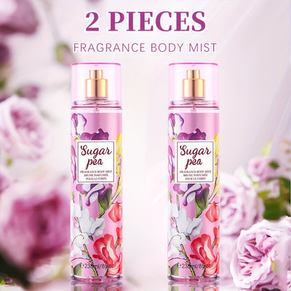 Body & Hair Fragrance Mist for Women 2PCS Set - Long Lasting Perfume Spray 8 fl oz, Fruity Floral Scents Peach Pear Cherry Blossom, Dual Use Body and Hair Spray Gift for Her