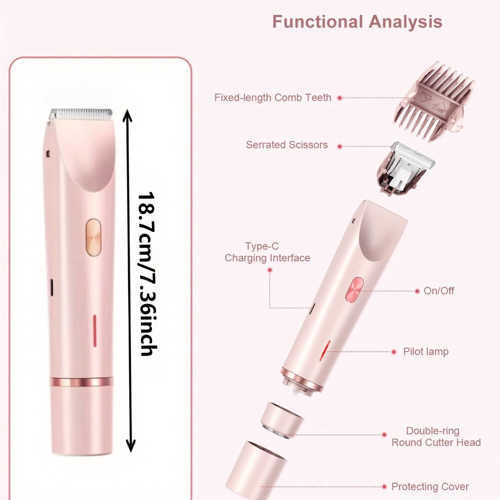 2-in-1 Dual-Head Electric Shaver, Perfect for Facial & Body Hair Removal, Intimate Areas, Leegs, Bikini Line, Underarms - Rechargeable Lithium Battery, USB Charging, Ideal Holiday Gift, Hair Removal Shaver|Modern Shaver Design|Stainless Steel Blades