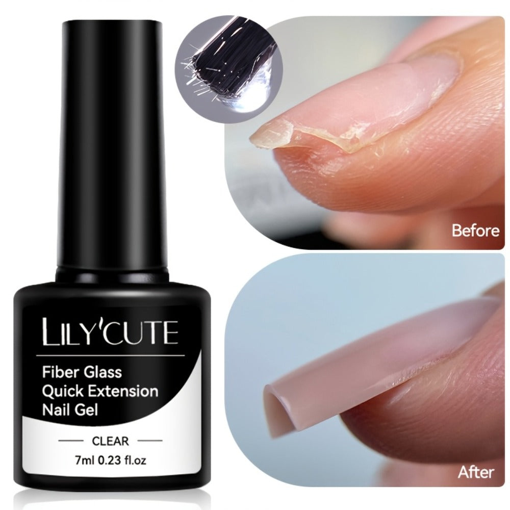 LILYCUTE 0.24oz 3pcs Fiber Glass Construction Gel Nail Polish for Nail Extension Broken Nail Repaired Fiberglass Clear Gel Varnishes