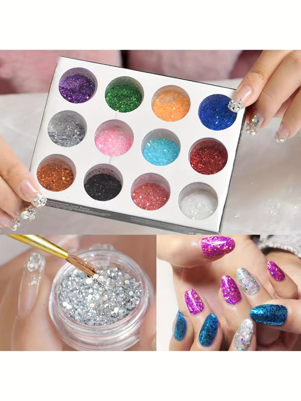 23-in-1 Professional Acrylic Nail Kit Complete with 12 Glitter Colors, White & /Pink Powder - DIY Nail Extensions for Beginners & Pros, Full Nail Set (No Glue/Liquid) - - Manicure System for Women