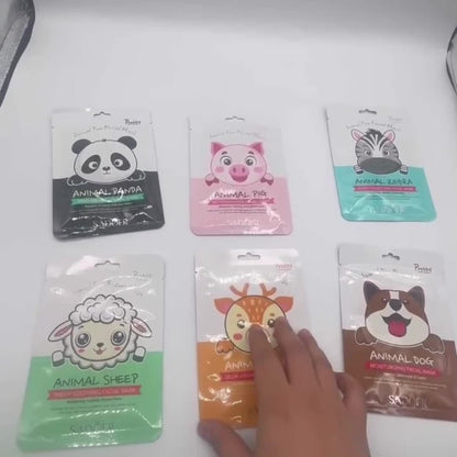 Animal Print Hydrating Face Mask 12pcs Cute Panda Zebra Puppy Sheet Masks Moisturizing Skincare for Spring Summer - Fun Gift for Girls Women Teens