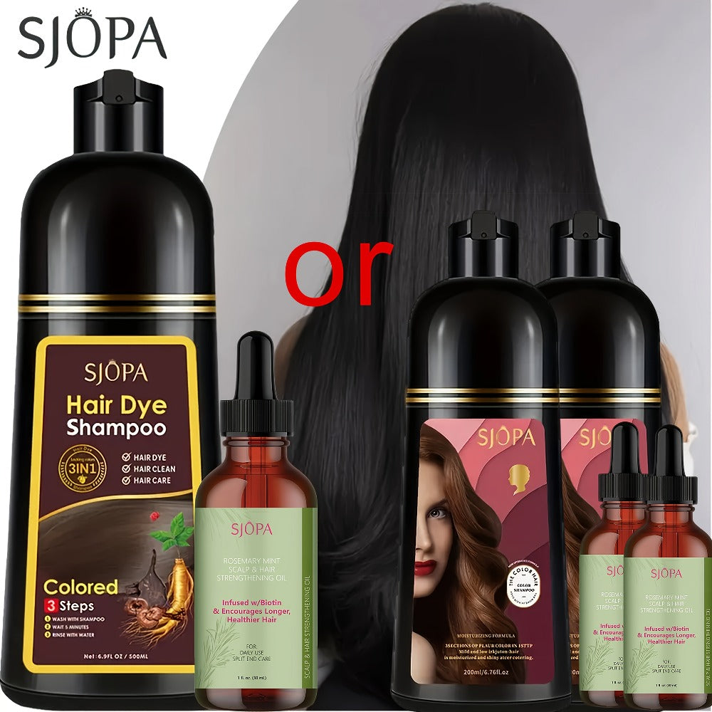 Hair Dye Shampoo Instant Color & Conditioning in One — Natural Formula, No Irritating Odor, Safe for Men & Women, 7 Colors Available, 16.9 oz / 500ml