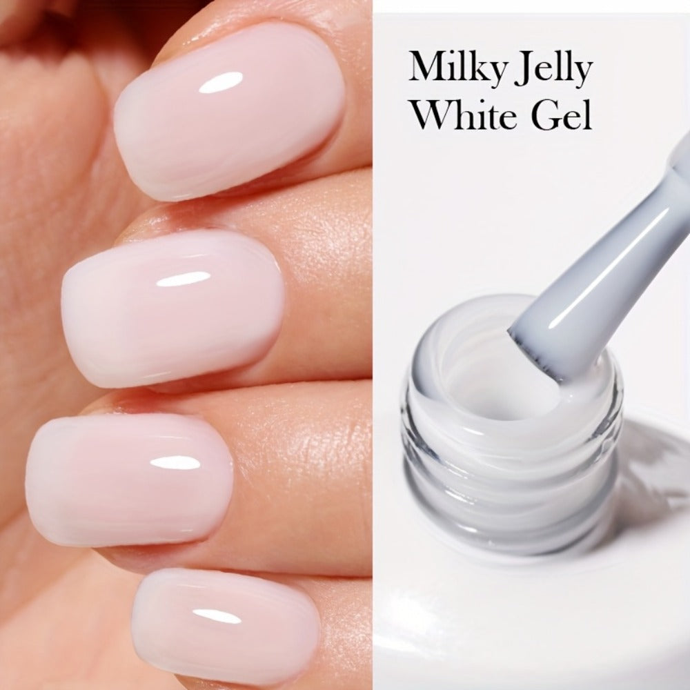BORN PRETTY Milky White Jelly Nude Gel Nail Polish 0.34oz White Translucent Soak Off Gel Vernis Semi Permanent Need Light