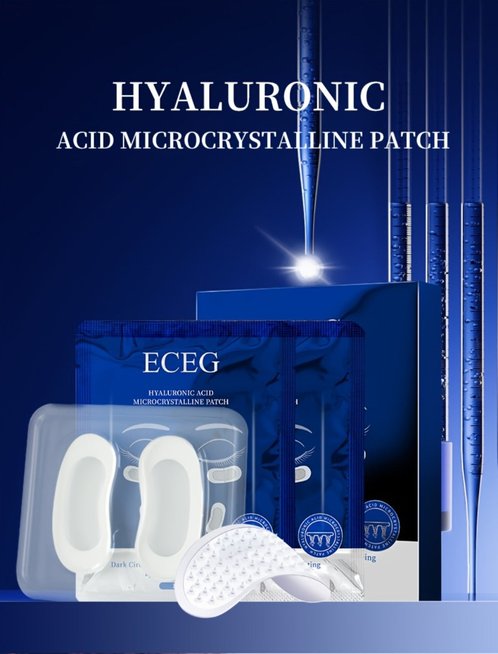 Microneedle Hyaluronic Acid Eye Patches for Dark Circles and Wrinkles - Dissolving Under Eye Mask Pads Deep Hydrating Anti-Aging Moisturizing Skin Care Set 3 Boxes