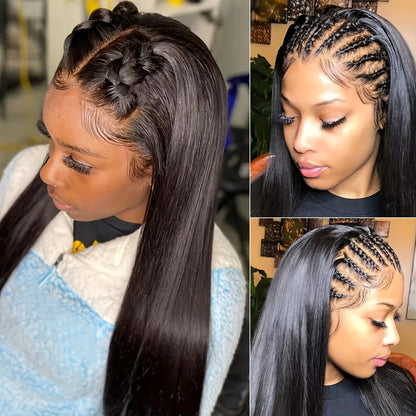 13x4 HD Lace Front Wig Human Hair 200% Density Brazilian Straight Wig Pre-Plucked Baby Hair Ear to Ear Swiss Lace Glueless Natural Hairline 8-38 Inch
