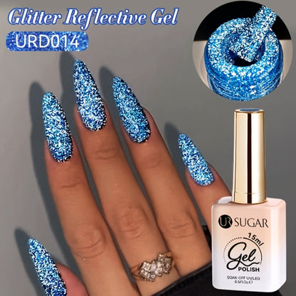 Gel Nail Polish Reflective Glitter - UR SUGAR 15ml Fluorescent Neon Shimmer Soak Off UV LED Semi Permanent Nail Art Varnish Manicure