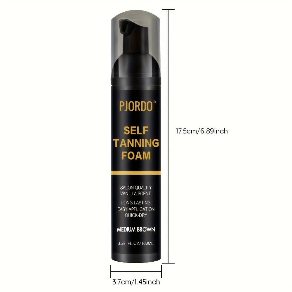 6pcs Pjordo Self Tanner 3.38oz Set, Self Tanner Mousse With Self Tanning Mitt Applicator Kit, 1 Hour Sunless Tanner, Fast Self Tan, Long Lasting Self Tanning Foam, No Fake Tan Smell, Holiday Gifts