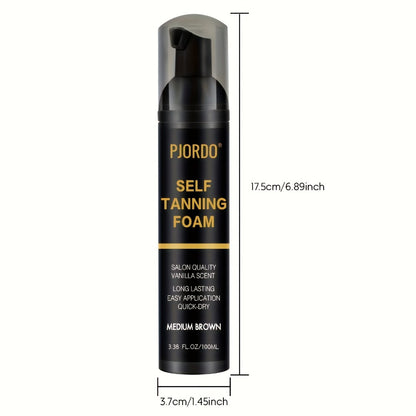 Self Tanner Mousse Set 6-Piece with Tanning Mitt Applicator Kit - Sunless Tanner 1 Hour Fast Tan Long Lasting No Fake Smell Self Tanning Foam 3.38oz