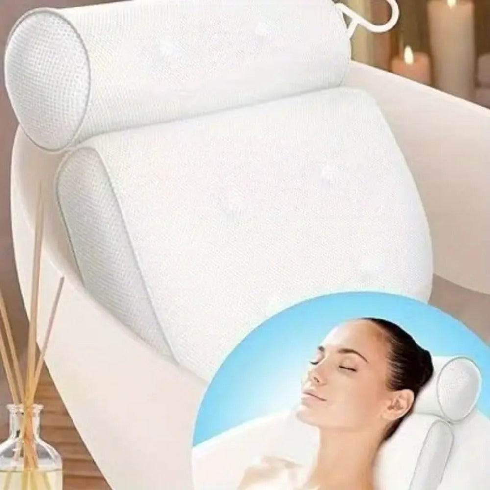 Bathtub Anti-Slip Pillow, Spa Bath Pillow with Anti-Slip Suction Cups, Neck And Back Support, Bathroom Additions, Bathtub/Bathroom Supplies