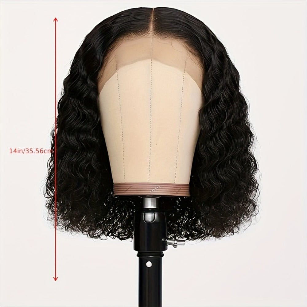 Glueless Deep Wave Lace Front Wig 14 Inch for Women Preplucked, Beginner Friendly, Summer Ready Style