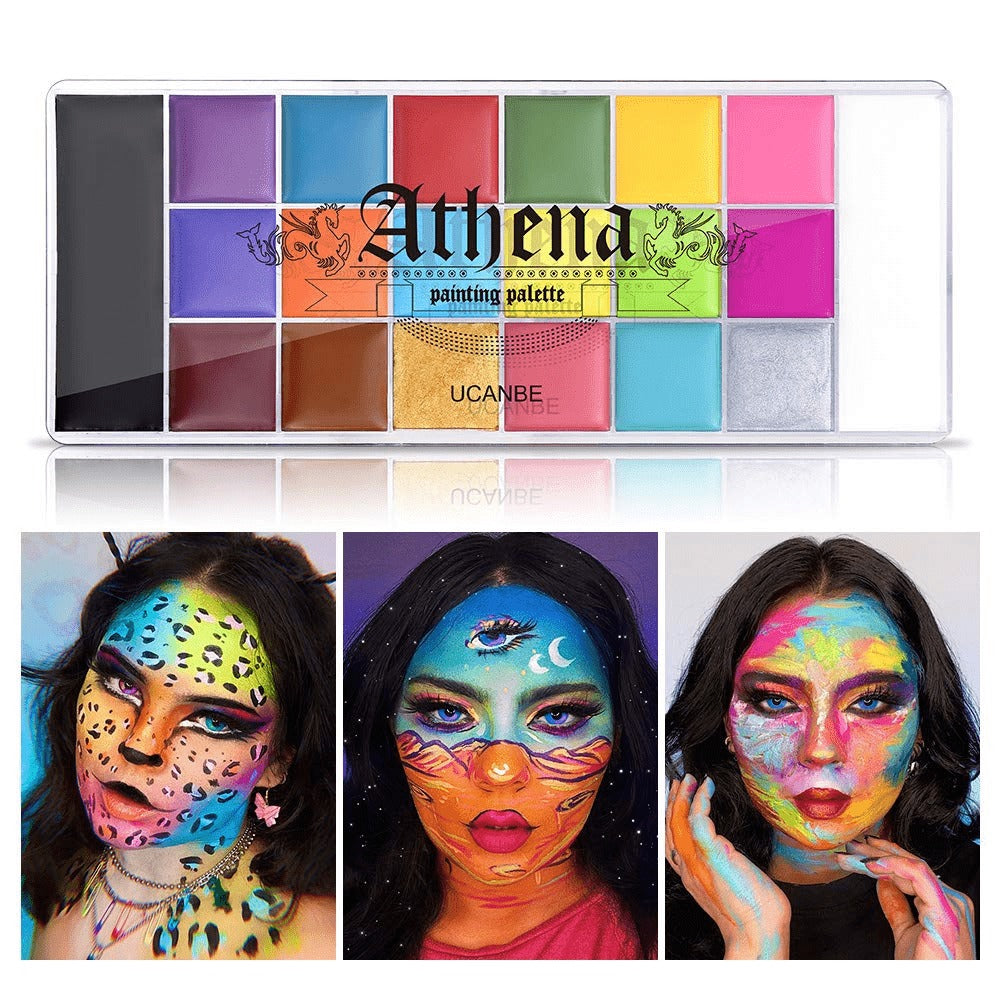 Face Body Paint Palette 20 Colors Oil-Based - Halloween SFX Makeup Kit Black White Flash Tattoo Cosplay Festival Stage Artist Full Size 168g