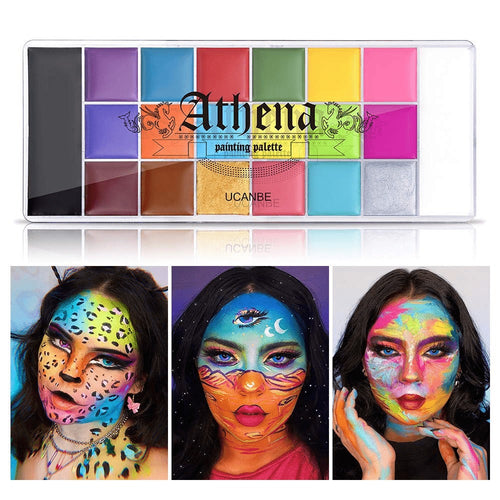 Face Body Paint Palette 20 Colors Oil-Based - Halloween SFX Makeup Kit Black White Flash Tattoo Cosplay Festival Stage Artist Full Size 168g