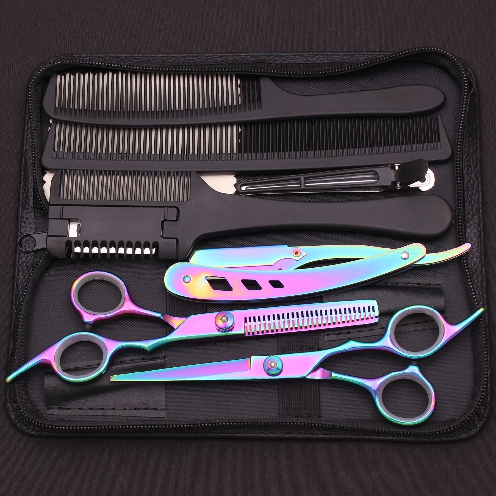 Professional Hair Cutting Scissors Set - Japan Stainless Steel Barber Shears with Thinning Scissors, Razor Comb Kit for Salon & Home Haircut