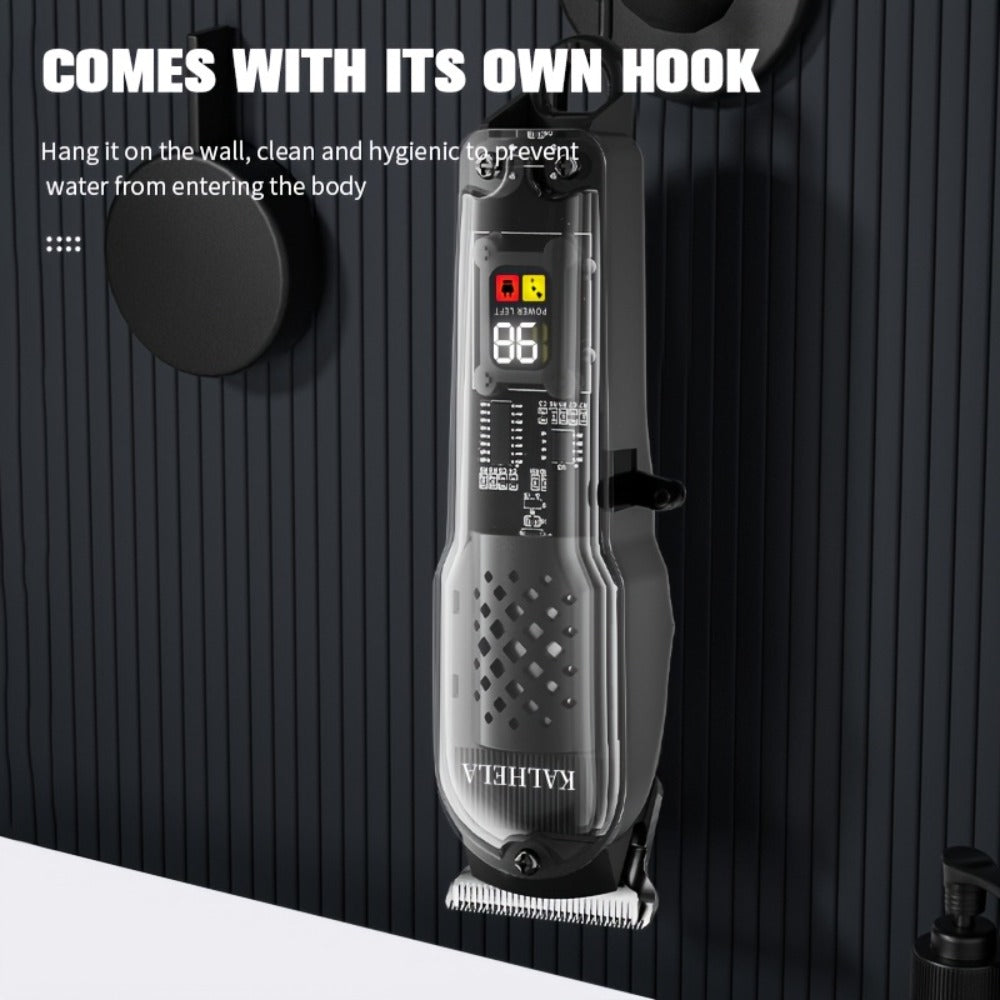 Men'S Hair Clippers | Retro Transparent Body Electric Hair Trimmer for Pompadour Styles, Professional Beard Trimmer with LCD Display, High-Power Hair Grooming Machine, USB Charging, ABS Plastic, Battery, Father'S Day Gift