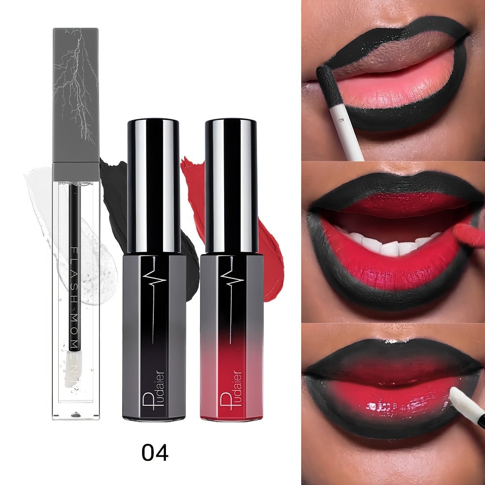 Velvet Matte Lip Gloss Set 3 Pcs – Long Lasting Waterproof Lip Oil, High Pigment Glossy Finish, Non-Stick Cup, Berry Tones for Deep Lip Colors, Perfect Gift for Women