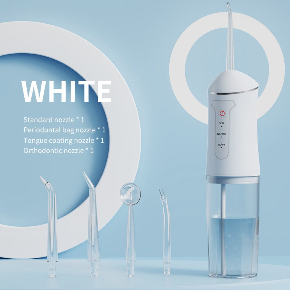 Portable USB Rechargeable Water Flosser with Smart Chip - Stylish Black Electric Orthodontic Appliance Suitable for Healthy Gums, Including 4 Nozzles And Orthodontic Nozzles, 3 Cleaning Modes, Essential for Travel, Valentine'S Day Gift