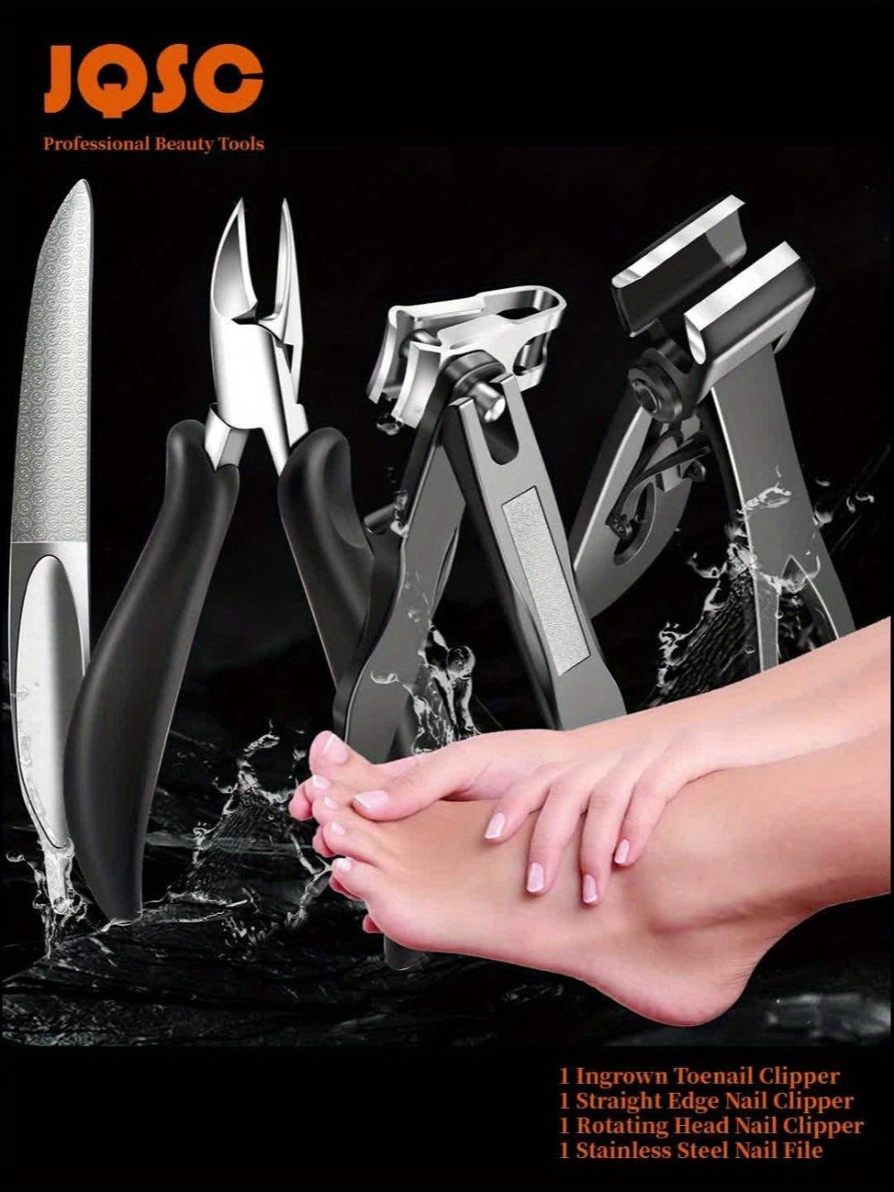 Set of Nail Clippers, Designed for Seniors with Thick Toenails, Featuring Clippers for Thick Nails, a Wide Jaw Straight Nail Clipper, a Heavy-Duty Ingrown Toenail Clipper, an Angled Nail Clipper, And a Nail File, Suitable for Both Men And Women