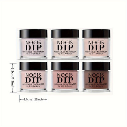 Nude Acrylic Dipping Powder Set 6 Colors - Light Beige & Brown Neutral Shades for French Manicure 3D Nail Art Extensions & Carving - Odorless No Lamp Needed Gift for Women