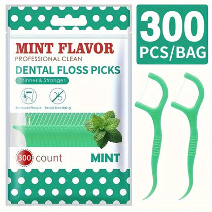 Dental Floss Picks 600 Count — Mint Flavored Ultra-Fine Disposable Floss Sticks for Interdental Cleaning, Portable Oral Care Tool for Home, Travel & On-the-Go Use