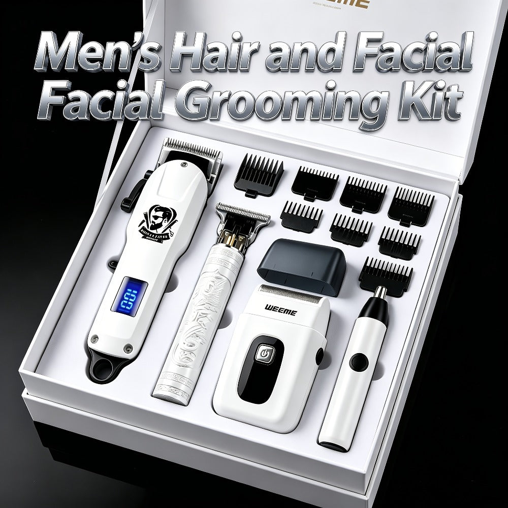 WEEME 1pc/2pcs/3pcs/4pcs Men's Grooming Kit - Professional USB Rechargeable Hair Clipper Set, Hair Clipper, Nose Trimmer, Electric Shaver, T9Detail Trimmer, Supports USB Charging, Includes Limit Combs, Perfect for Christmas Gift