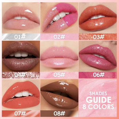 Lip Gloss Set 8 Pieces — Pearlescent Glitter Shine, Moisturizing Lip Oil Formula, Long-Lasting Shiny Finish, Multi-Shade Collection for Everyday & Glam Looks