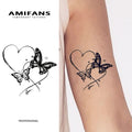 3 Sheets Semi Permanent Tattoo Butterfly 3.2'' X 3.2'', Lasting 1-2 Weeks Tattoo, Long Lasting, Juice Tattoo For Adults Butterfly With Hearts Tattoo Navy Blue That Look Real For Arm