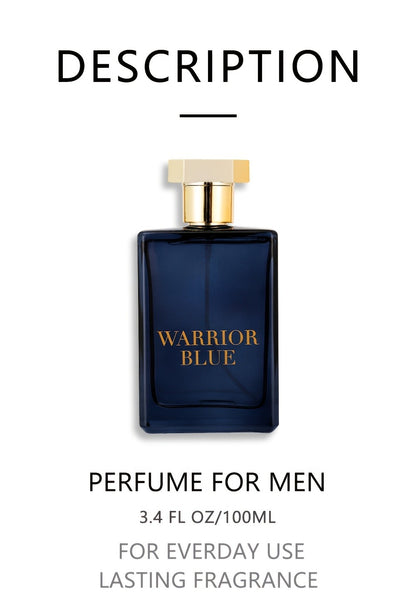 Warrior Blue Men's Eau de Toilette 3.4 oz — Bold Aromatic Cologne Spray | Long-Lasting Masculine EDT | Single Bottle or 3-Piece Gift Set for Him