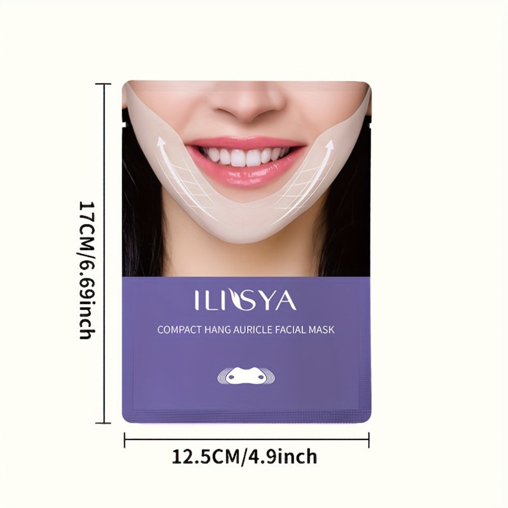 ILISYA V Shaped Double Chin Gel Mask 7pcs, V Line Chin Lifting Strap, Toning Hydrogel Collagen Face Mask with Hyaluronate And Coffee Extract, Firming Tightening Skin Chin Up Sculpting Tape, Neck Jawline Lift Belt