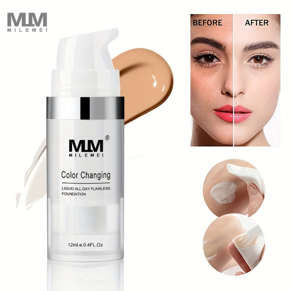 Color Changing Foundation BB Cream Set 3pcs Matte Oil Control Concealer Base Long Lasting Smudge Proof - Light Beige to Medium Shade Travel Size Makeup