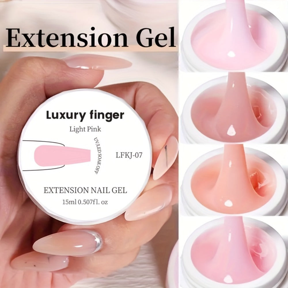 6 Colors/Set Cured Nail Extension Adhesive - Crystal Clear, White, Milky Jelly, Light Pink, Pink, Nude - Smooth, Alcohol-Free, Quick-Drying, Perfect for Nail Art And Salon Use