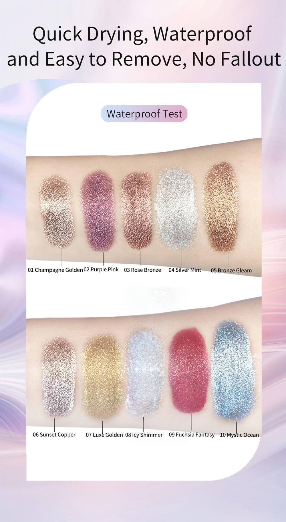 Jelly Eyeshadow 2pcs Shimmer Gel Single Color Sunset Copper High Gloss Long Lasting Fade Resistant Eye Makeup for Women Party Holiday Glam